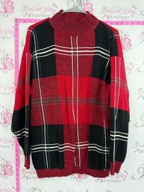 Principles sweater Red & Black Plaid Knit Turtleneck